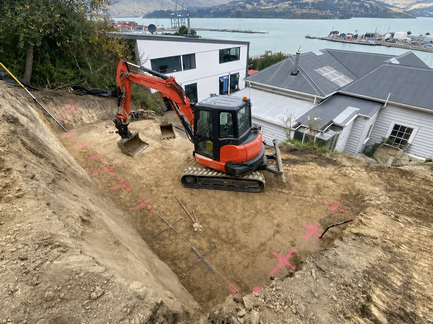 Large retaining wall under construction in Christchurch