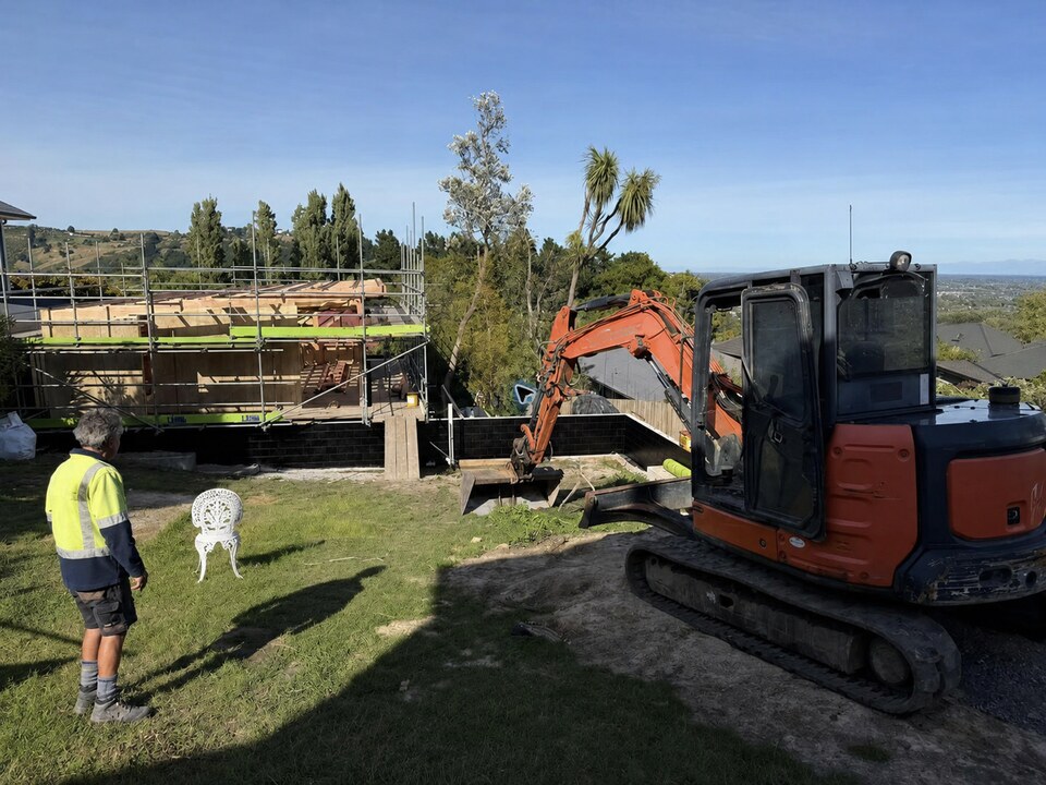 Hitachi earthmoving equipment working on a Christchurch and Canterbury site