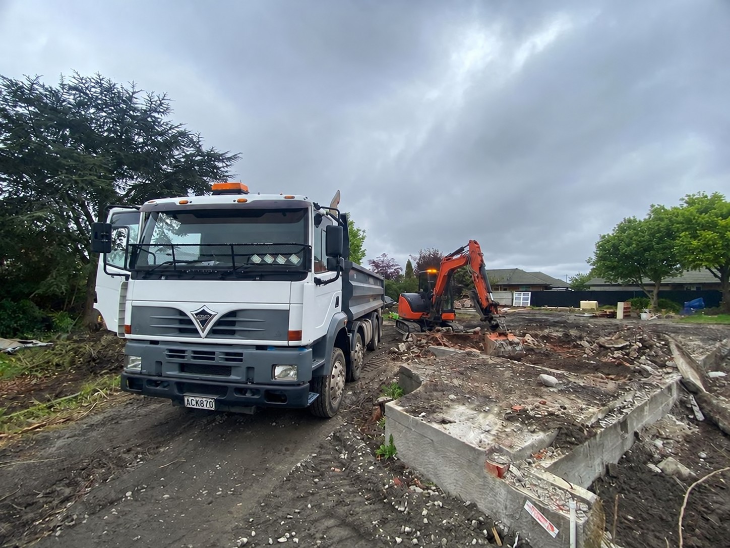 Demolition contractor clearing a Christchurch property