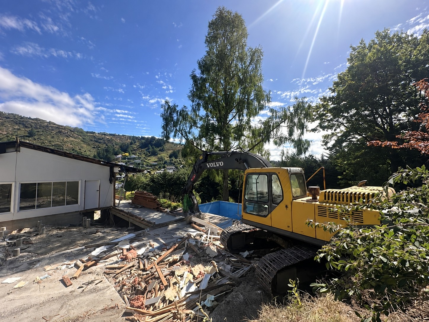 Demolition machinery working on a difficult Canterbury site