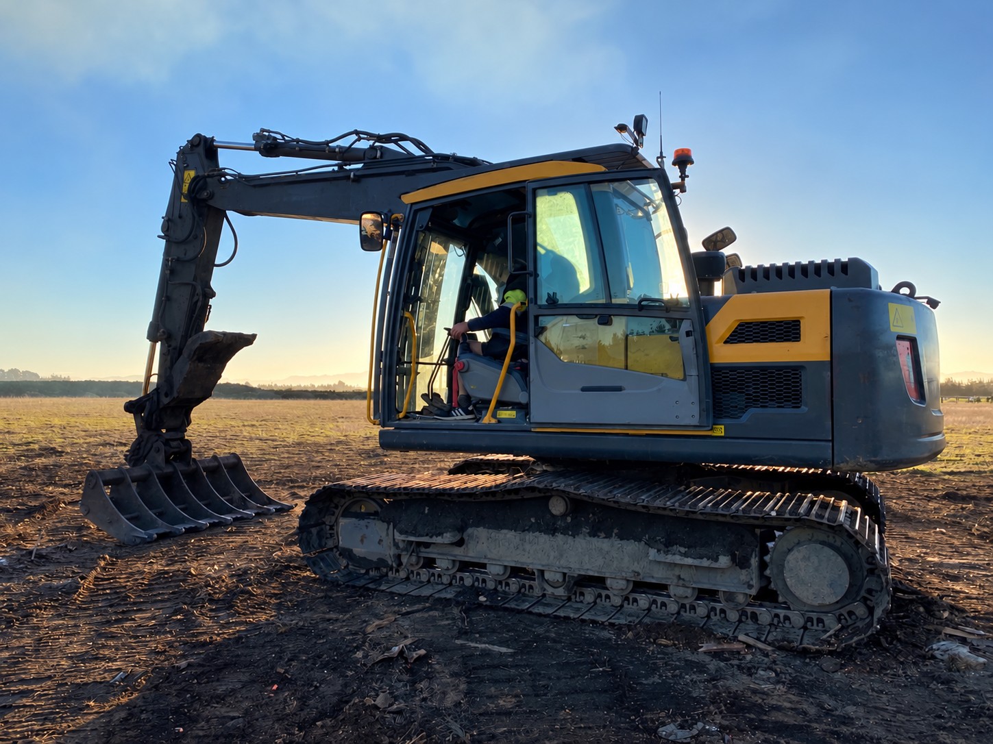 Excavator working near Oxford North Canterbury